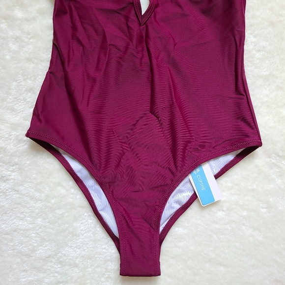 NWT Maroon Ruffle Cupshe One Piece - Picture 3 of 7